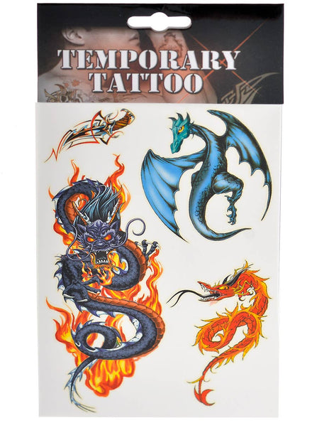 Instant Ink Fantasy Dragon Set of 4 Temporary Tattoos Costume Accessory