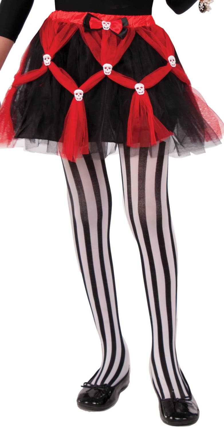 Black and White Striped Girl's Pirate Stockings Main Image