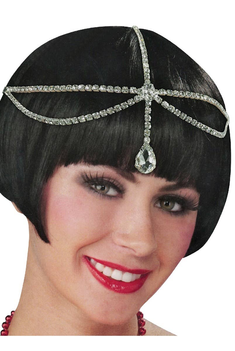 Women's Silver Diamante Headband Jewellery Great Gatsby Roaring 20's Hair Jewels Main Image
