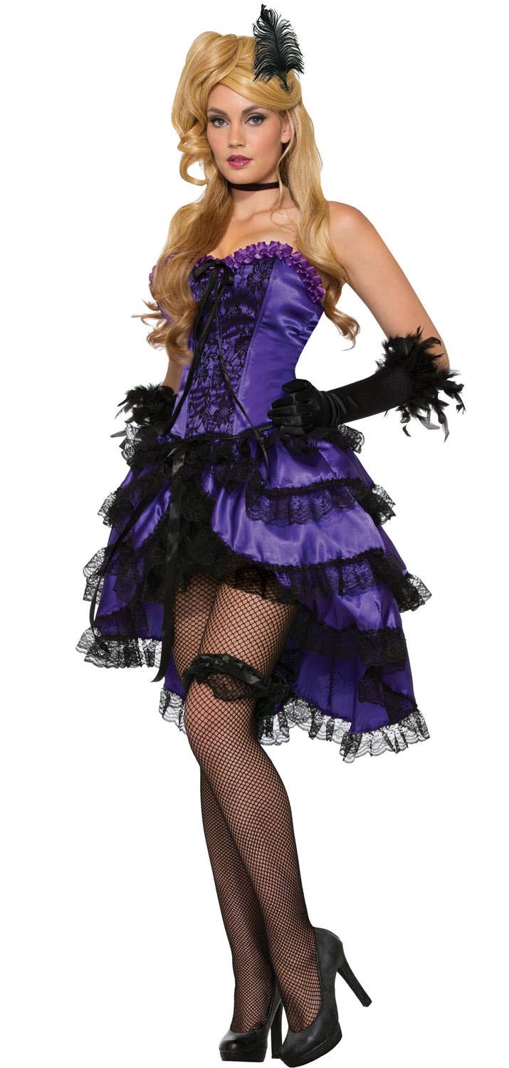 Purple Saloon Wild West Can Can dancer girl Women's costume - main image