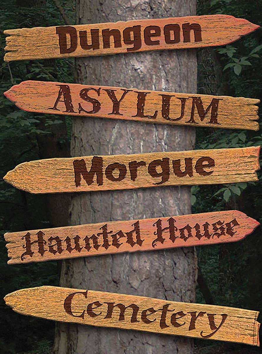 Image of Pack of Five Haunted House Signs Halloween Decoration - Alternate Image