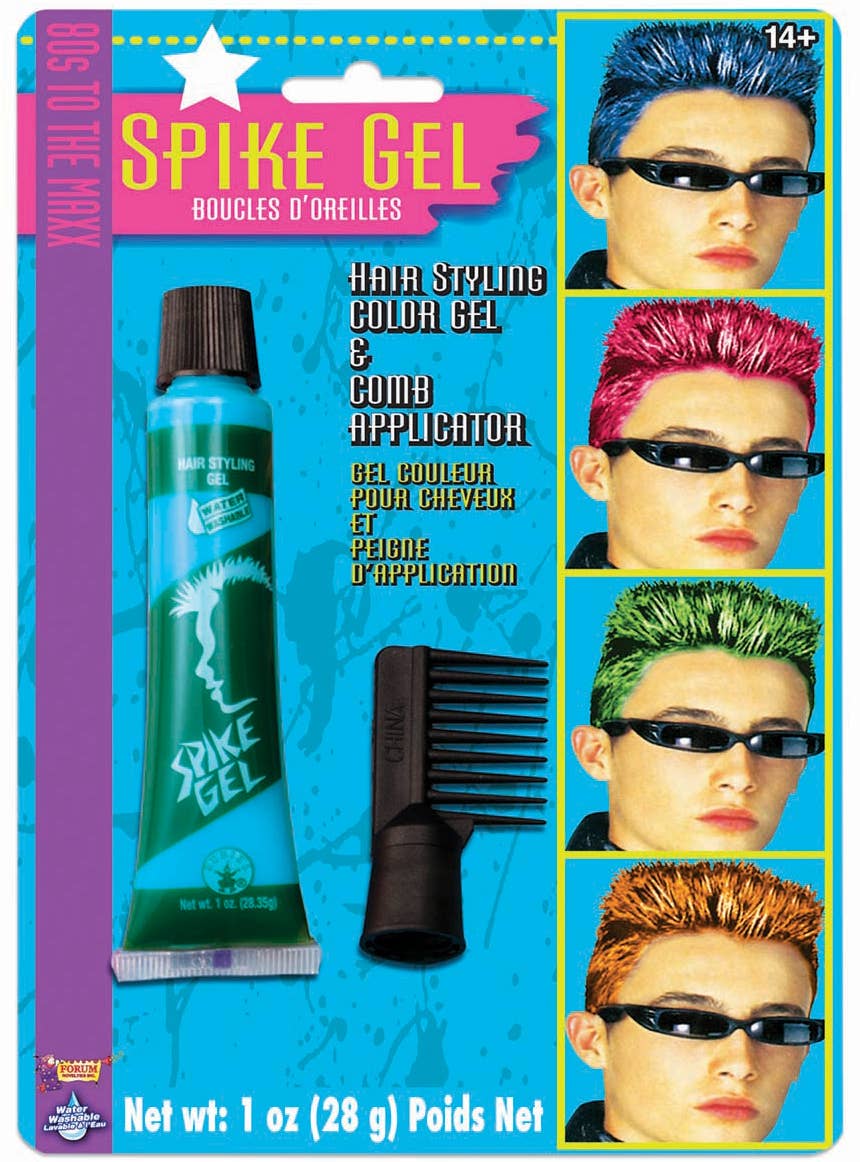 Neon Blue Spiky Hair Gel With Comb Applicator | 1980s Blue Hair Gel