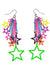 1980's Neon Stars and Chains 80s Costume Earrings - Main Image