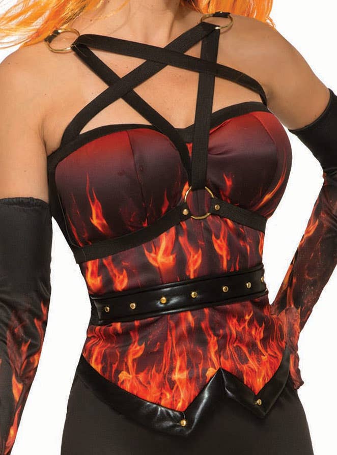 Women's Devil Flame Costume Corset - Close Image