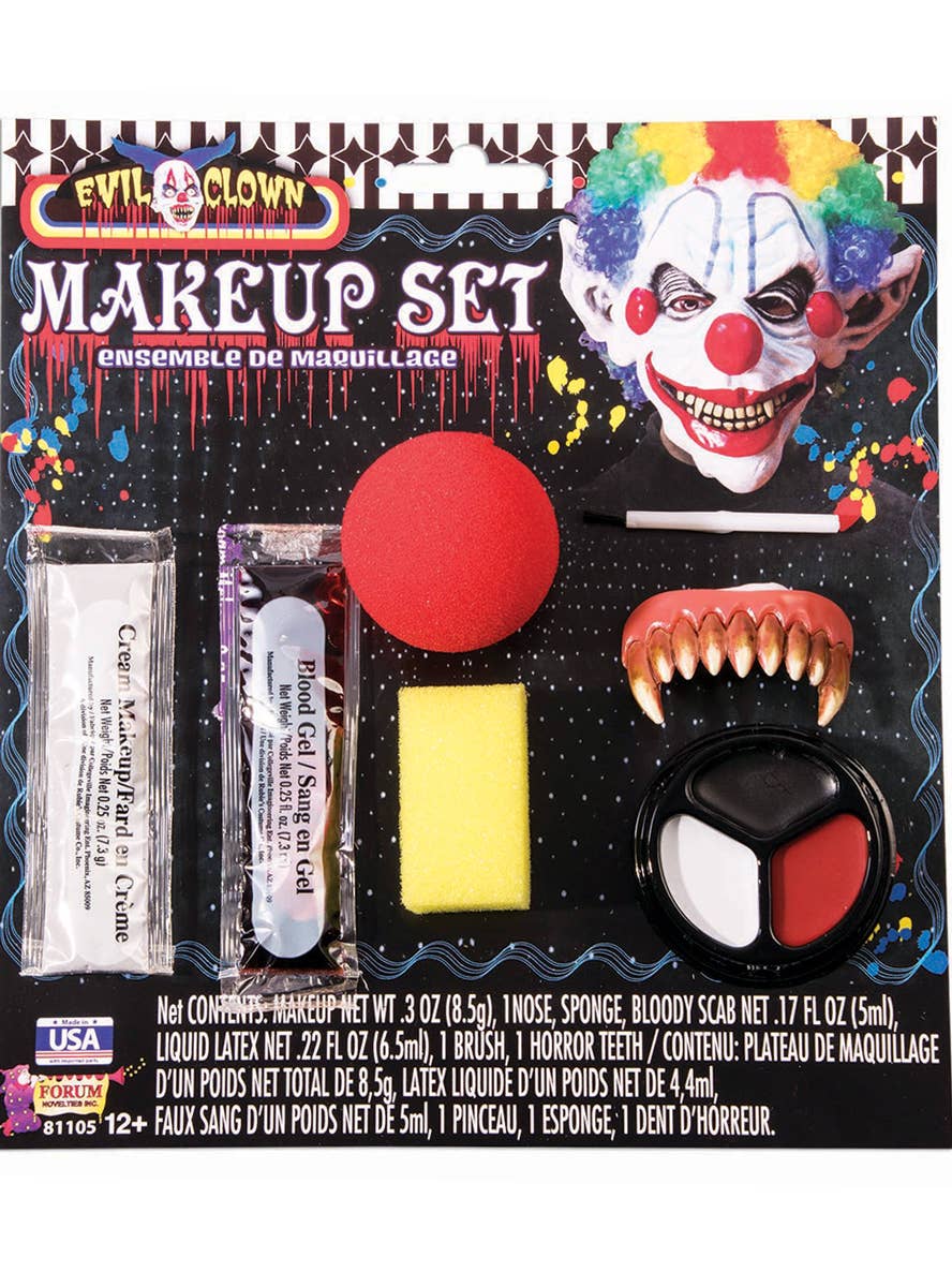 Evil Clown Halloween Makeup and Face Painting Kit
