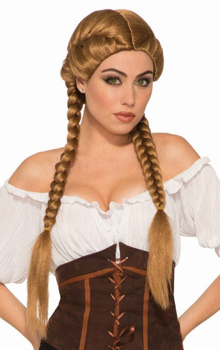 Image of Oktoberfest Beer Maid Women's Brown Braided Costume Wig