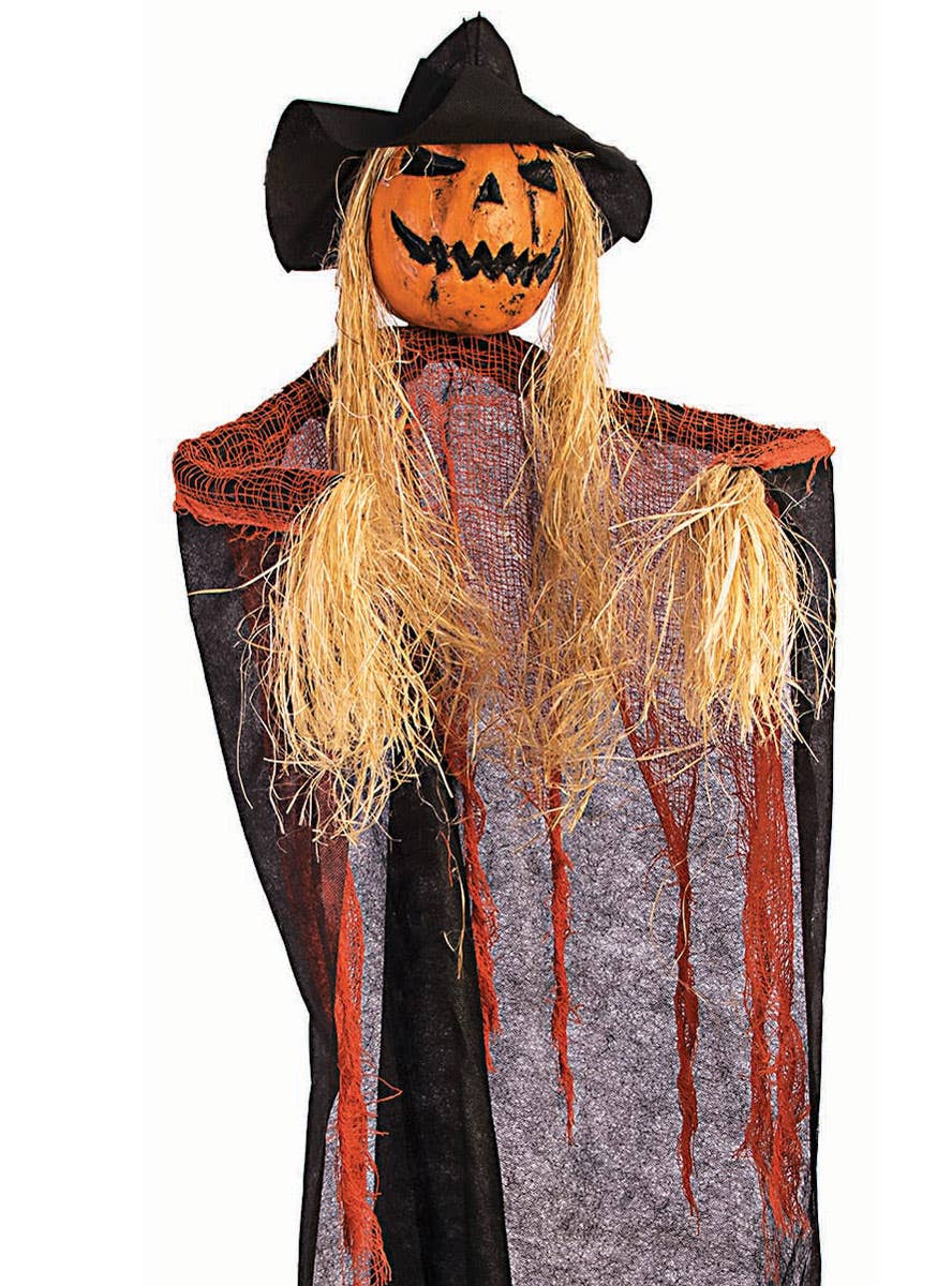 Hanging Scarecrow Pumpkin Decoration - Close Image