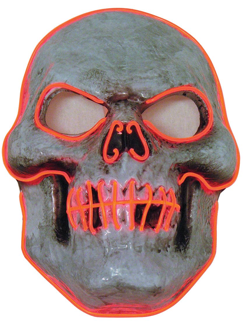 Light Up Orange LED Evil Skull Halloween Costume Mask