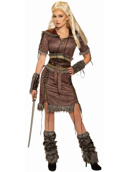 Women's Brown Shield Maiden Viking Costume