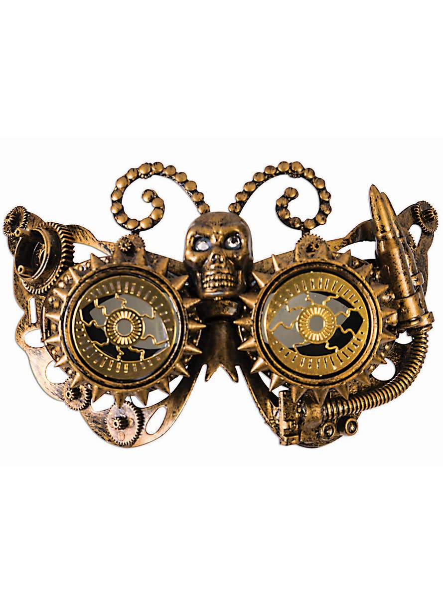 Butterfly Design Antique Bronze Steampunk Costume Mask