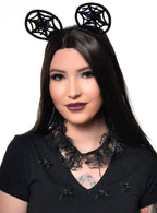 Black Lace Choker with Dangling Spiders Halloween Accessory