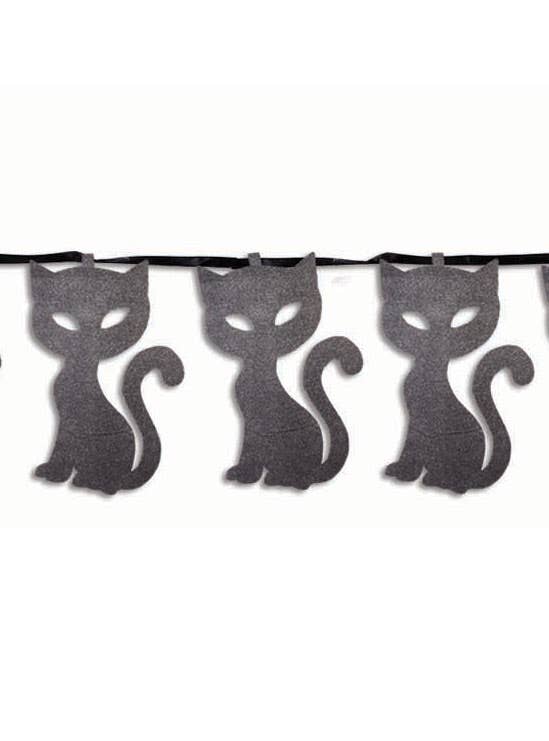 Cat Black Glitter Hanging Garland - Close Image