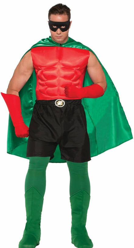 Adult's Green Superhero Fancy Dress Costume Cape Main Image