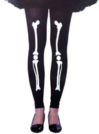 Image of Skeleton Bone Print Women's Footless Halloween Stockings