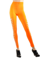 Image of Shredded 80s Neon Orange Footless Women's Costume Leggings