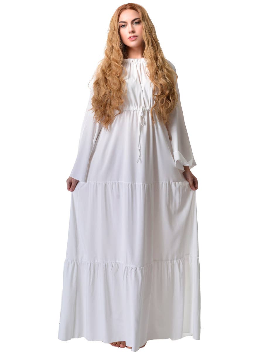 Image of Medieval Women's White 2 Piece Costume Dress - Alternate Wear Front View 2