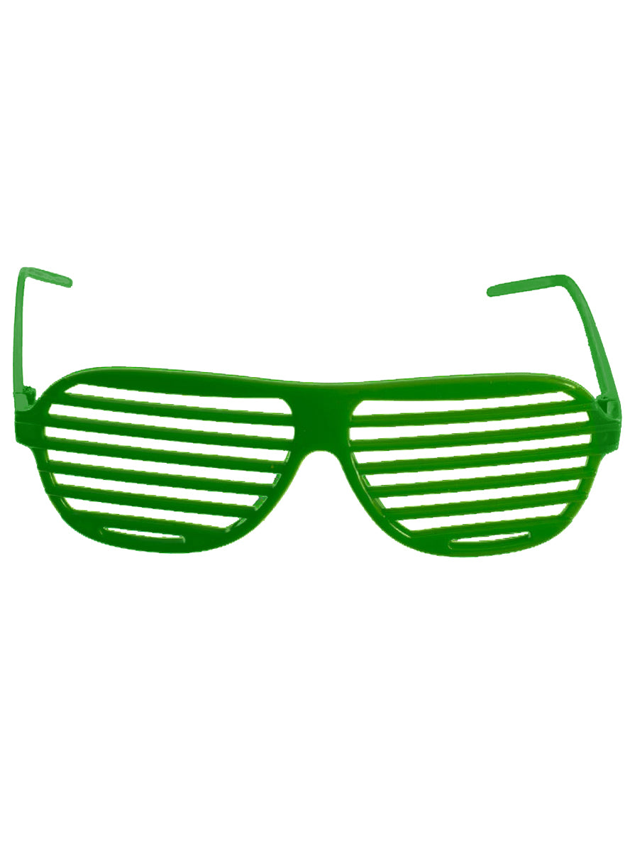 1980s Forest Green Shutter Shade Costume Glasses - Main Image