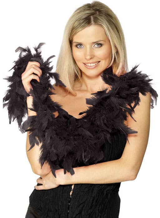 1920's Black Feather Boa Costume Accessory - Alt Image