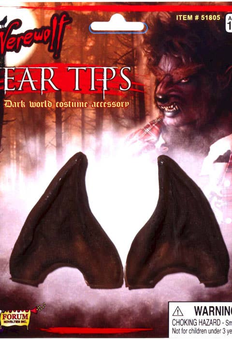Pointed Brown Latex Werewolf Ear Tips Costume Accessory