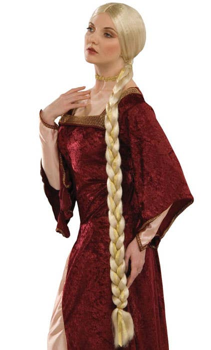 Women's Long Blonde Plaited Costume Wig 