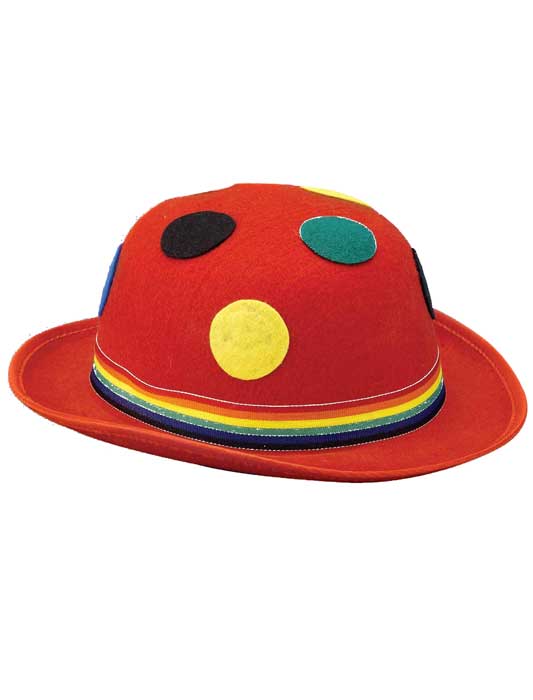 Colourful Spotty Red Clown Costume Hat