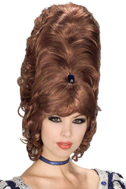 Women's Large Auburn Beehive Costume Wig with Jewels