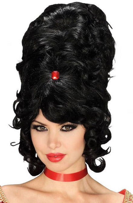 60s Jewelled Brown Beehive Costume Wig for Women