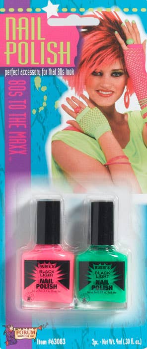 Black Light Pink and Green Nail Polish - Main Image