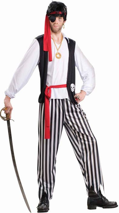 Striped Pirate Matey Men's Swashbuckler Costume 