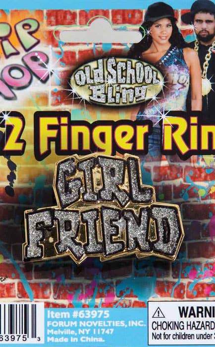 Gold Plastic 'Girl Friend' Hip Hop Bling Costume Ring