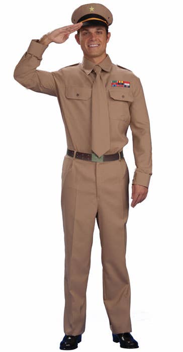 Tan WWII Army General Men's 1940's Costume - Main Image