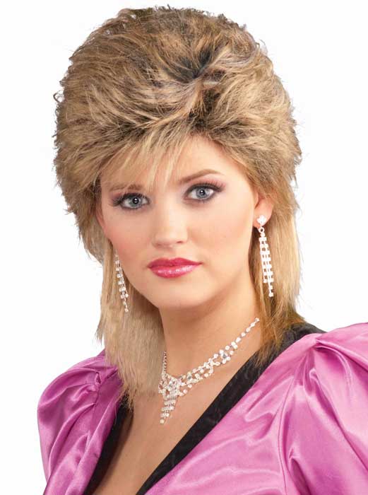 80s Fashion Womens Mullet Blonde Wig - Main Image