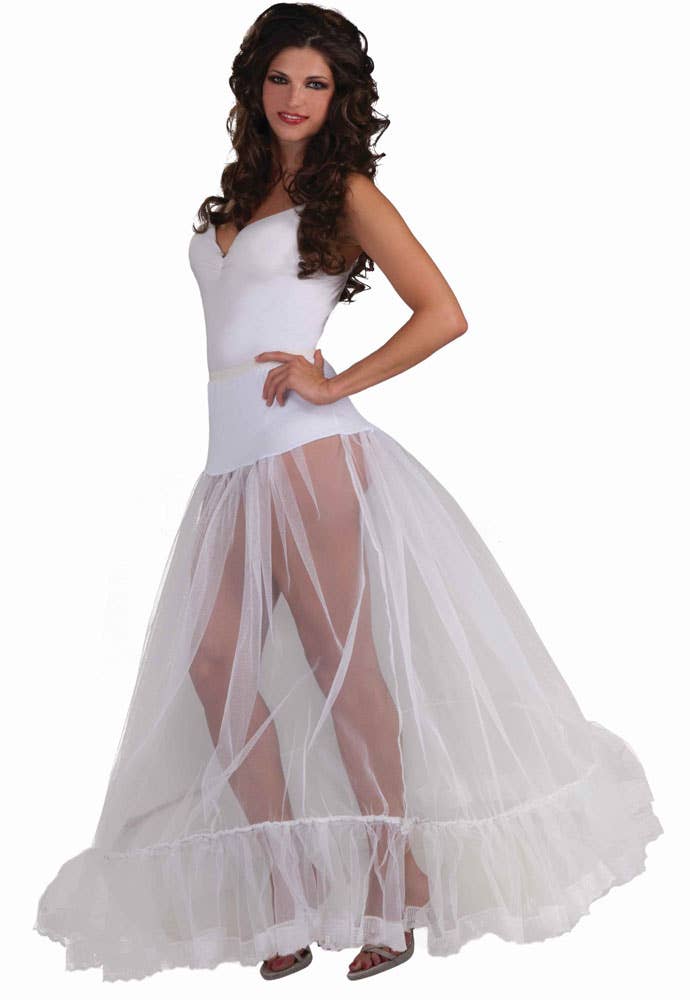 Long White Floor Length Hooped Costume Petticoat for Women - Main View