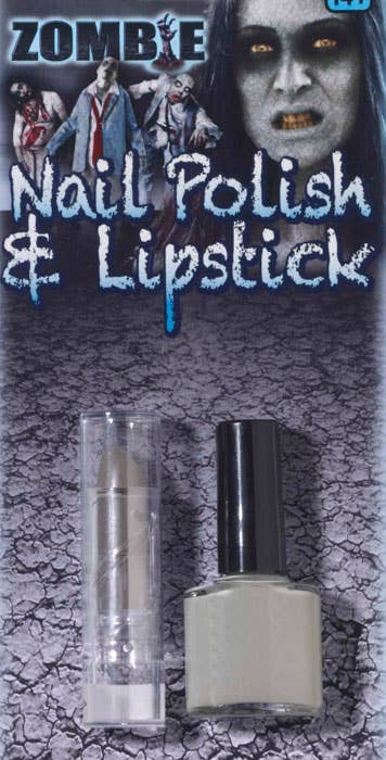 Grey Nail Polish and Lipstick Costume Makeup Set