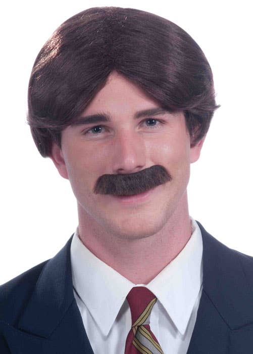 Men's 1970's Wig and Moustache Set Costume WIg