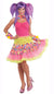 Women's Ruffled Yellow and Pink Costume Skirt with Rainbow Polka Dots - Main View