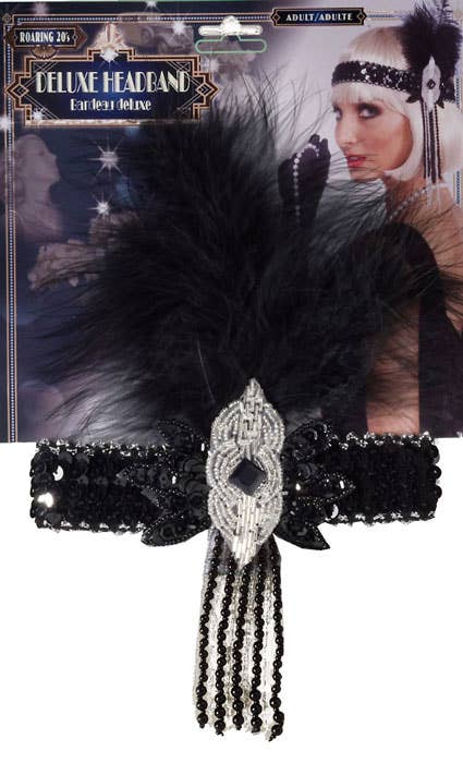 Black Feather 1920's Flapper Headband