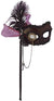 Steampunk Mask on a Stick Masqurade Mask with Feathers - Main Image