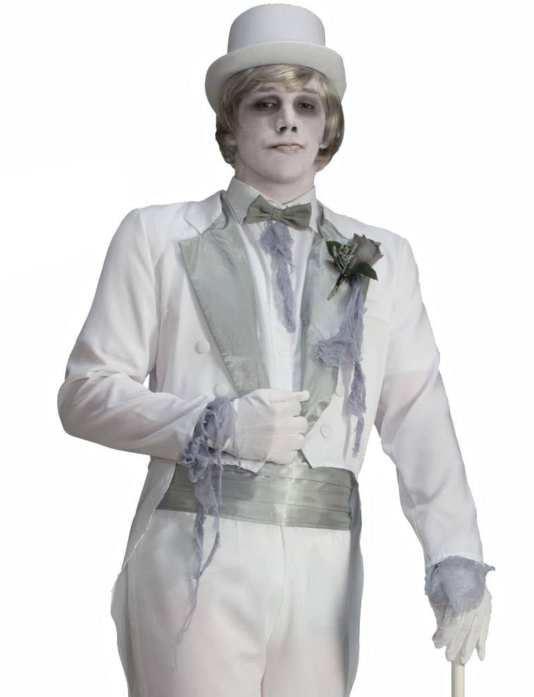 Ghostly Grey and White Victorian Gentleman Halloween Costume for Men - Alternative Image