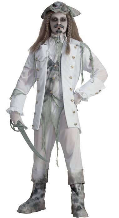 Men's Ghost Pirate Captain Halloween Costume Front