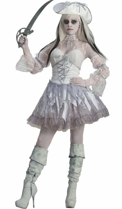 White Ghost Pirate Women's Halloween Costume - Main Image