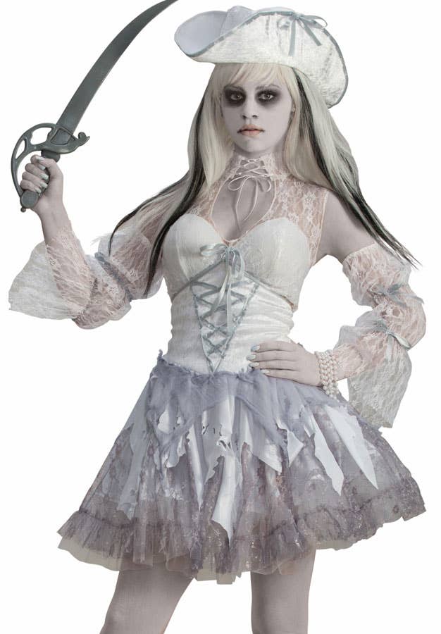 White Ghost Pirate Women's Halloween Costume - Alternative Image