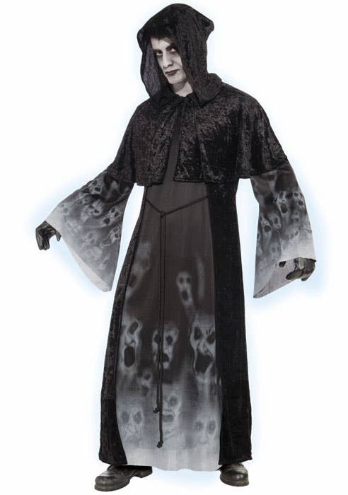 Black and Grey Forgotten Souls Print Men's Halloween Costume - Main Image