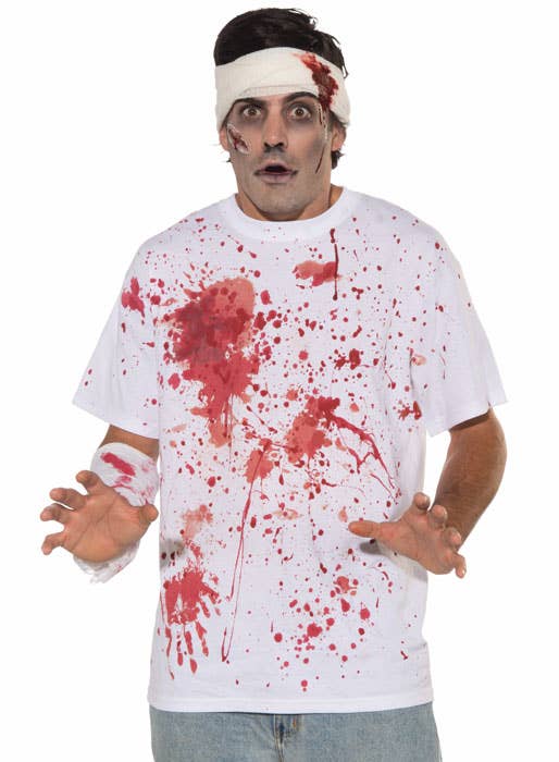 White Blood Splattered Men's Halloween Costume T-Shirt - Main Image