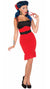 1950's Rockabilly Women's Red Fancy Dress Costume Front View