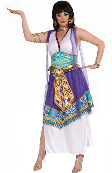 Womens White and Purple Plus Size Cleopatra Costume - Main Image