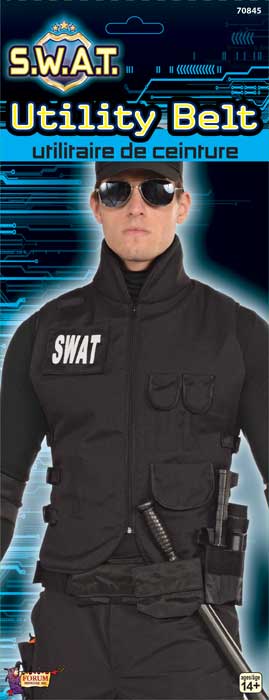 Adjustable Black SWAT Utility Costume Belt - Main View