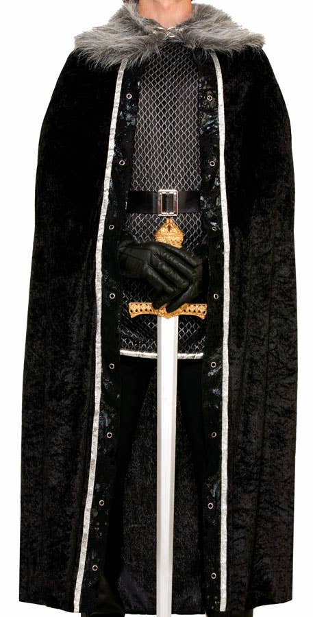 Men's Jon Snow Game Of Thrones Long Black Costume Cape Close