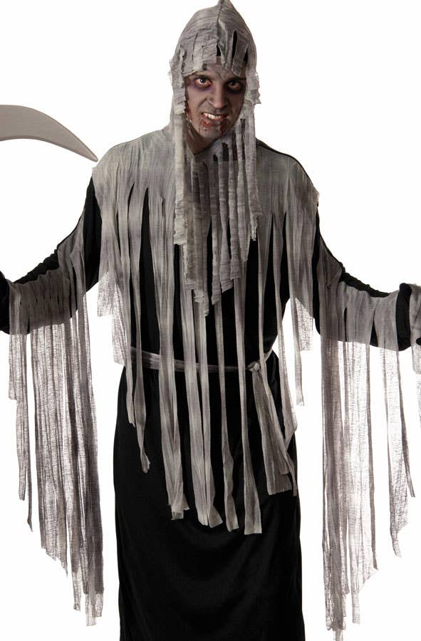 Men's Haunted Grim Reaper Halloween Costume Robe Close