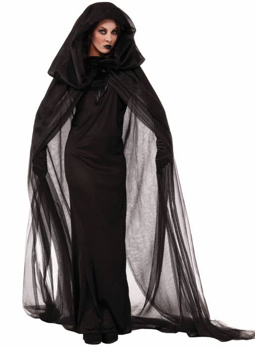 Ghostly Black Flowing Sorceress Women's Halloween Costume